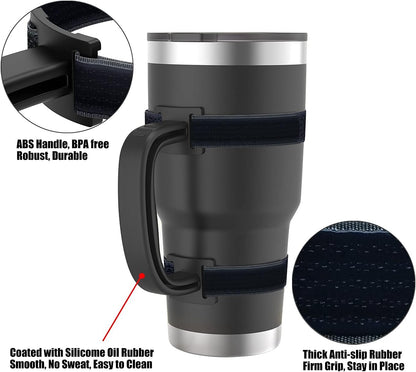 11 Colors Anti-Slip Adjustable Tumbler Cup Handle Fit 20 Oz to 44 Oz of YETI, RTIC, Ozark Trail, Simple Modern, SIC, SUNWILL, Tervis and More Brand Travel Tumbler Cup Mug NO Brand Limitid Black