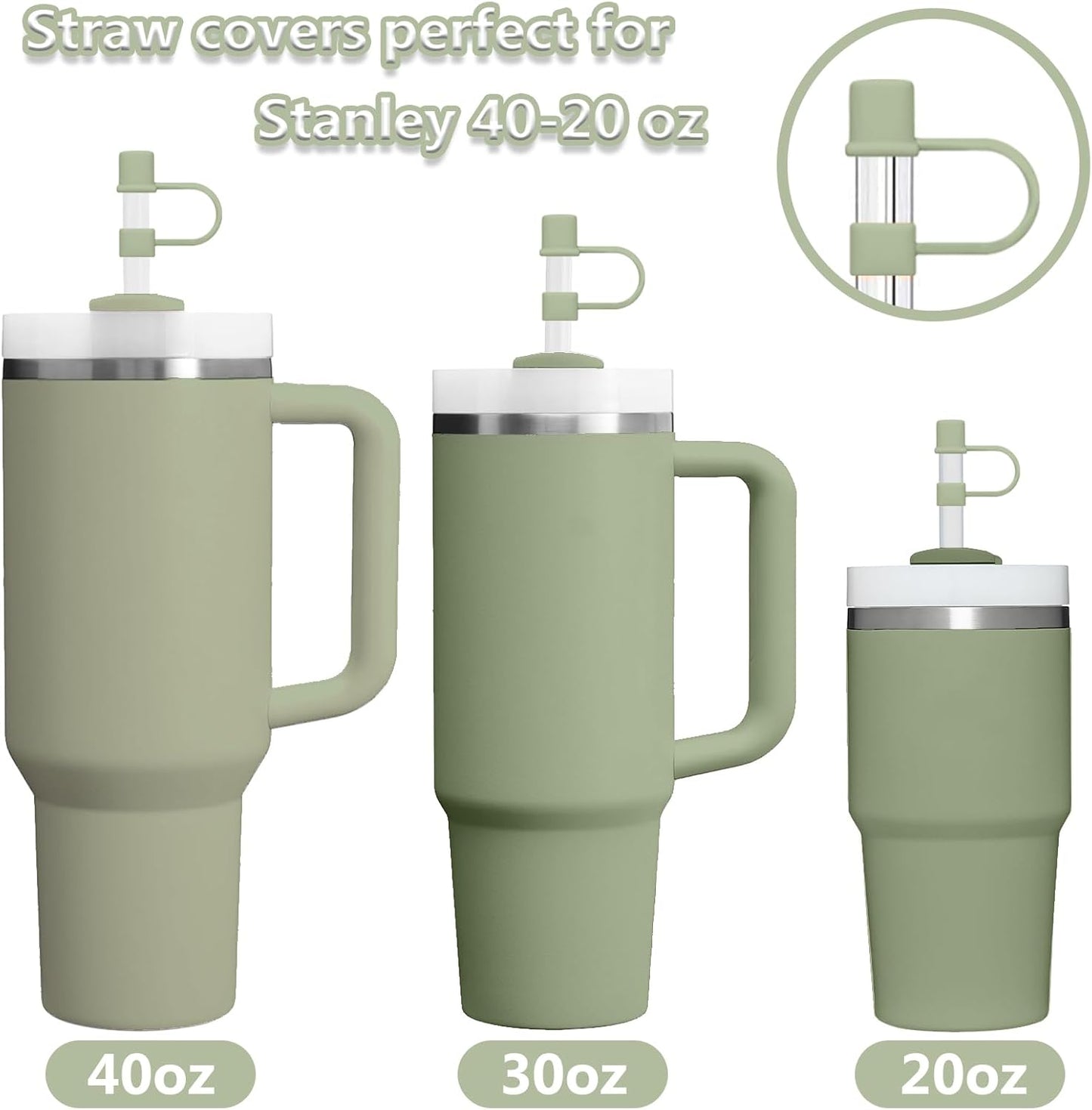 6PCS Silicone Straw Covers Cap Compatible with Stanley Cup 30-40 oz Tumbler with Handle 10mm Straw Toppers，Dust-Proof Reusable Straw Cover for Stanley Cup Accessories (Black)