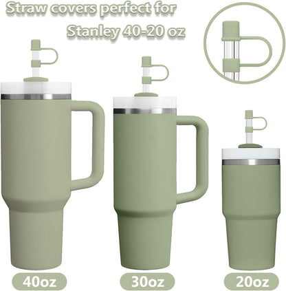 6PCS Silicone Straw Covers Cap Compatible with Stanley Cup 30-40 oz Tumbler with Handle 10mm Straw Toppers，Dust-Proof Reusable Straw Cover for Stanley Cup Accessories (Black)