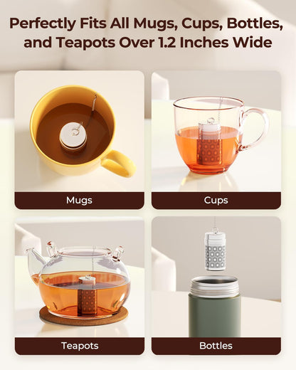Reinmoson Tea Strainers for Loose Tea, Extra Fine Mesh Tea Infuser, 304 Stainless Steel & Updated Slim Threaded Lid, Loose Leaf Tea Steeper for Black Tea, Rooibos, etc