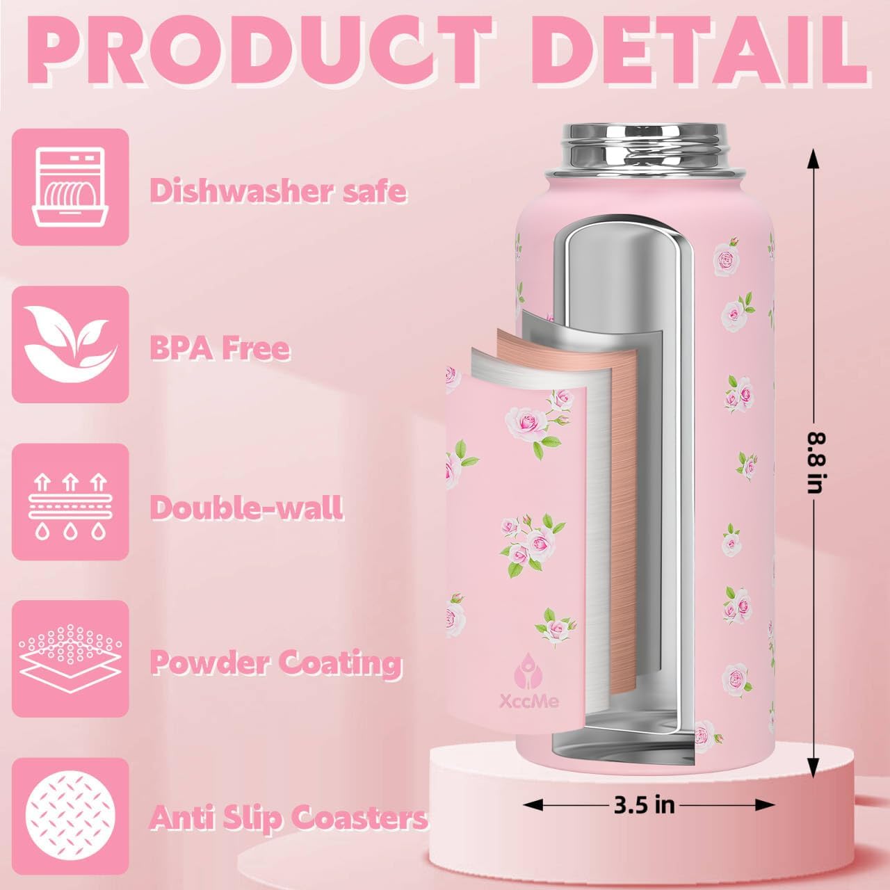 32oz Pickleball Insulated Water Bottle with Lid,Stainless Steel Water Bottl with Flip Straw and Handle,Gifts for Pickleball Players, Pickleball Lovers,Women Girls,Leak Proof Water Bottle