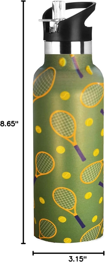 Pickleball Gifts,Pickle Water Bottle with Straw Lid Insulated Stainless Steel Travel Mugs for Sport Gym Outdoor 20oz