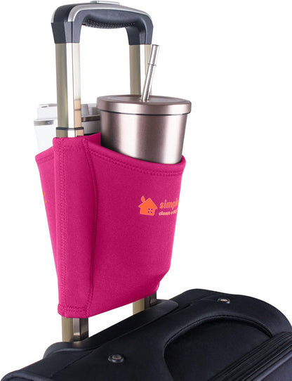 simpletome Luggage Travel Cup Holder Hands-Free Drink Caddy Attachment Drinks Carrier for Drink Beverages Coffee Mugs (Grey)