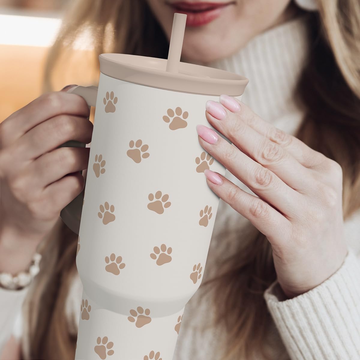 SANDJEST Pickleball 40oz Tumbler With Handle and Straw, Pickleball Queen Insulated Stainless Steel Travel Coffee Mug for Women Girls Players, Gift Idea for Birthday Christmas Mothers Day