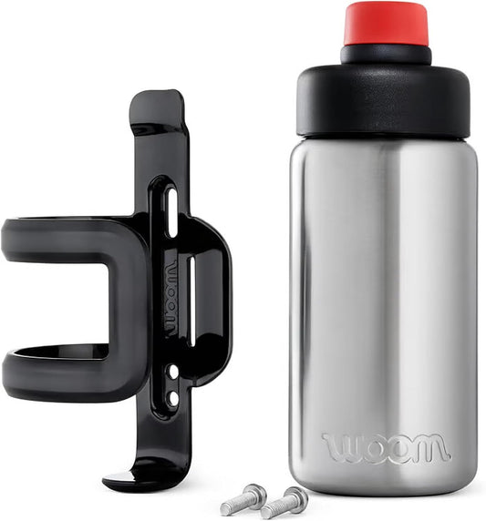 woom Glug Stainless Steel Bottle, Bicycle Compatible Water Bottle with Side-Load Mounting Cage for Youth & Child’s Bikes Accessory