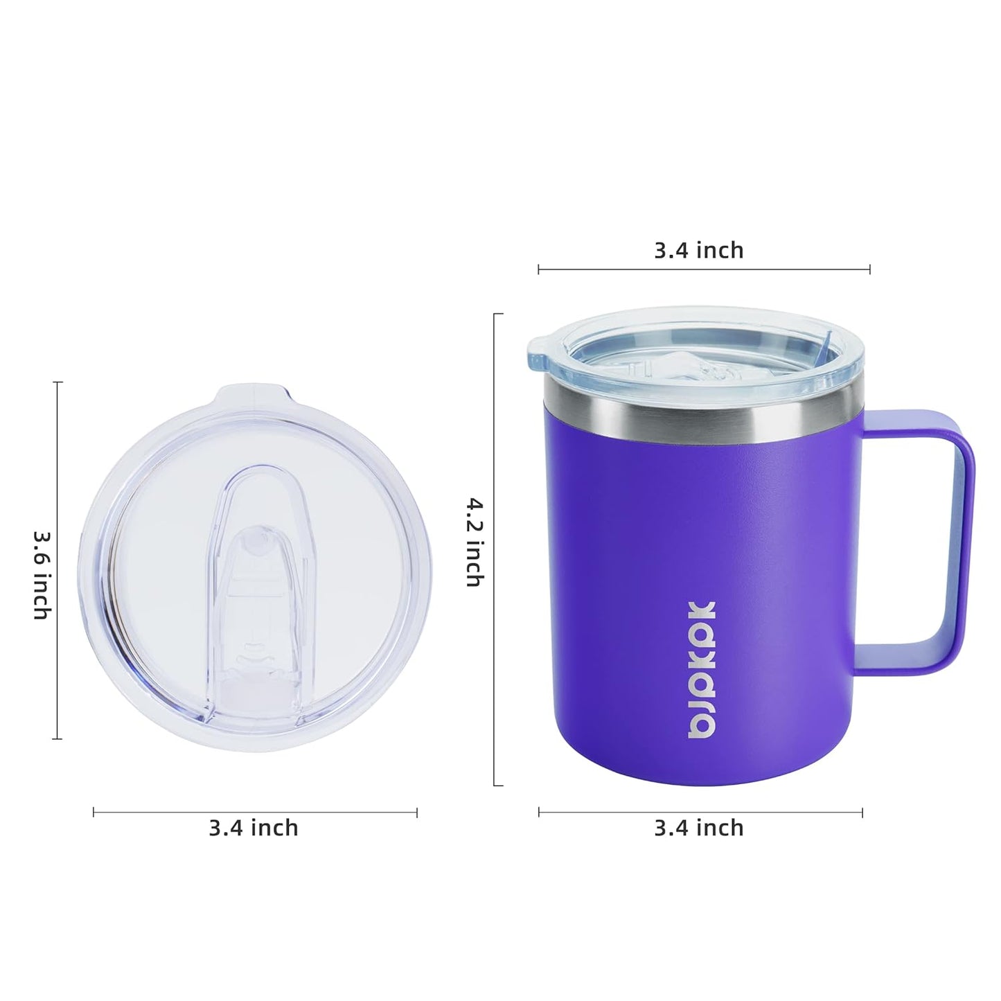BJPKPK 2 pcs Insulated Coffee Mug, 14oz Insulated Tumbler with Lid, Stainless Steel Coffee Cups with Splash Proof Lid-White