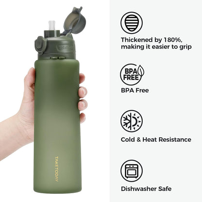 TakeToday Collapsible Water Bottles 32oz, Foldable Travel Bottle, TSA-Approved Leakproof Newly Silicone Water Bottle for Hiking, Travel, Outdoors, Black
