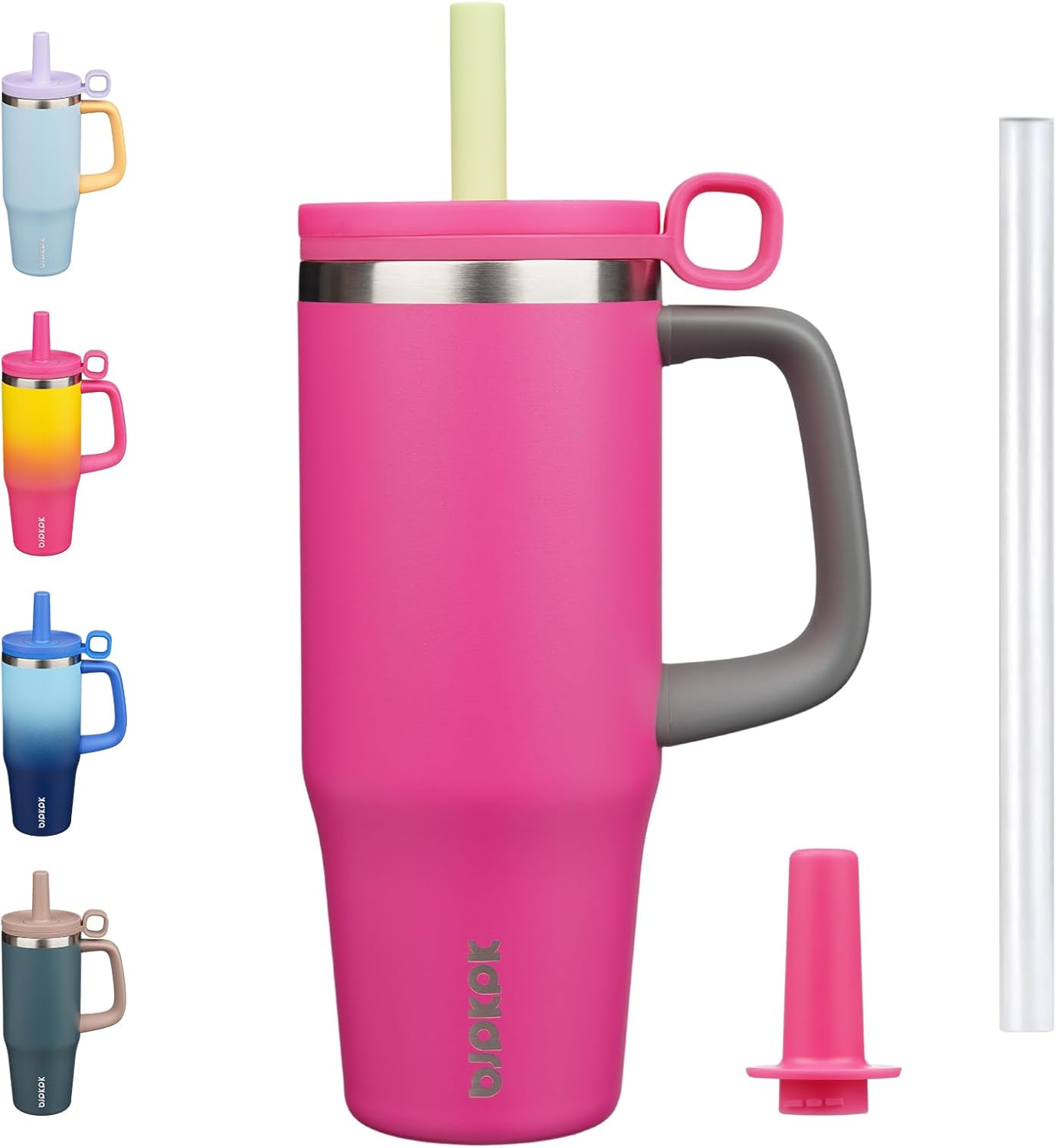 BJPKPK 50oz Insulated Tumbler with Handle Stainless Steel Travel Coffee Mug with Lid Reusable Large Water Bottle with Straw,Sky