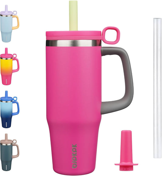 BJPKPK 50oz Insulated Tumbler with Handle Stainless Steel Travel Coffee Mug with Lid Reusable Large Water Bottle with Straw,Sky
