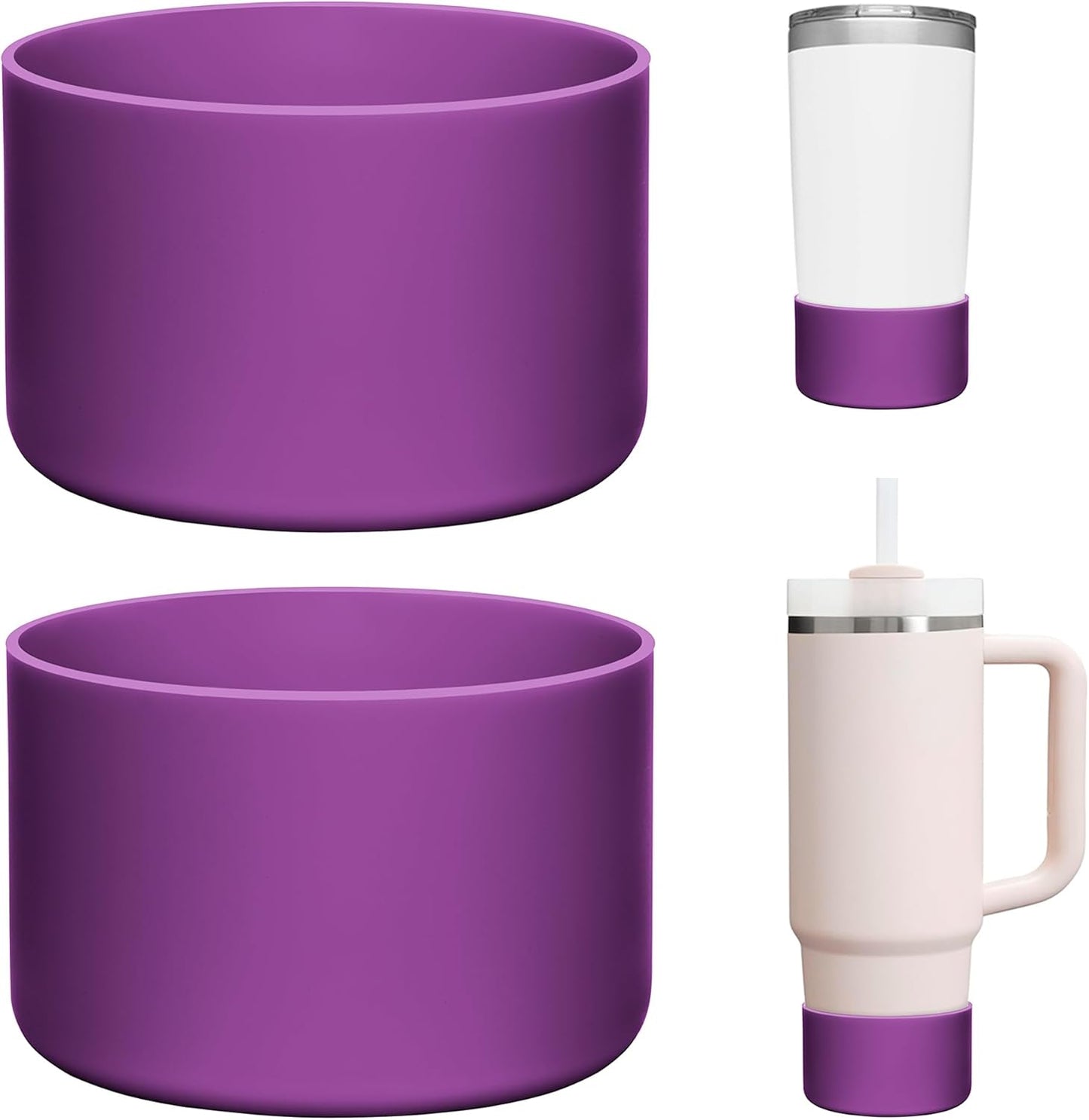 2 Pack Silicone Boot Protectors | Compatible with YETI Rambler 20/30oz, 10oz Tumbler, 20/30oz Travel Mugs | Universal Fit for 2.75-2.85" Base | BPA-Free | Dishwasher Safe (Canyon Red)