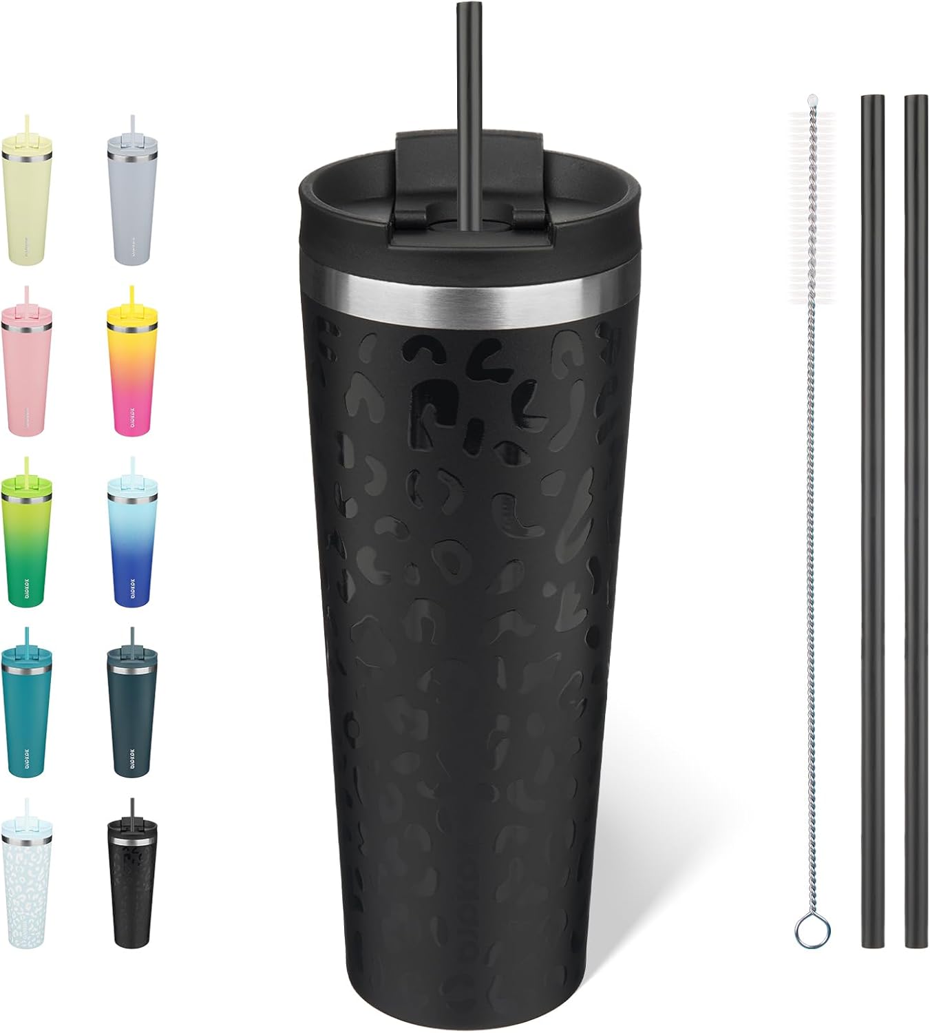 BJPKPK 22oz Insulated Tumbler With lid And Straw Stainless Steel Tumblers Travel Coffee Mug Reusable Thermal Cup,Sky