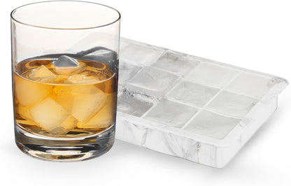 Host Ice Cube Tray, Makes Four 5-Inch Long Cubes, Durable Silicone Trays with Easy Release Design, Perfect for Water Bottles and Highball Glasses, Home Bar Accessories, Set of 1, Marble