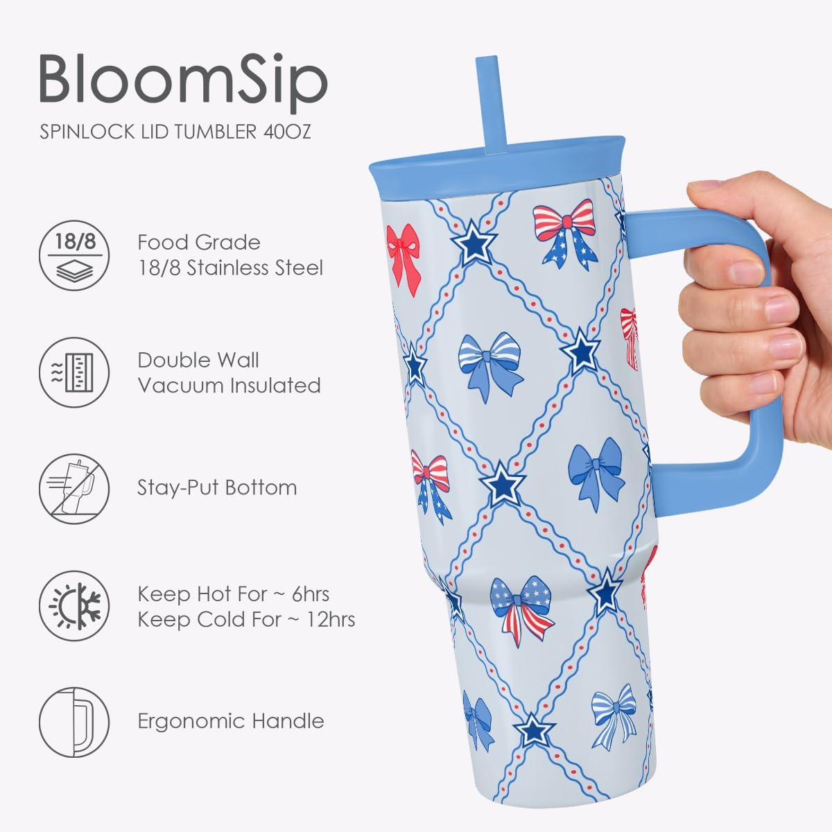 SANDJEST Pickleball Stainless Steel Locking Lid Silicone Straw Tumbler with Handle 40oz, Insulated Stainless Steel Travel Cup for Women Girls Friends Players, Gift Idea for Birthday Christmas