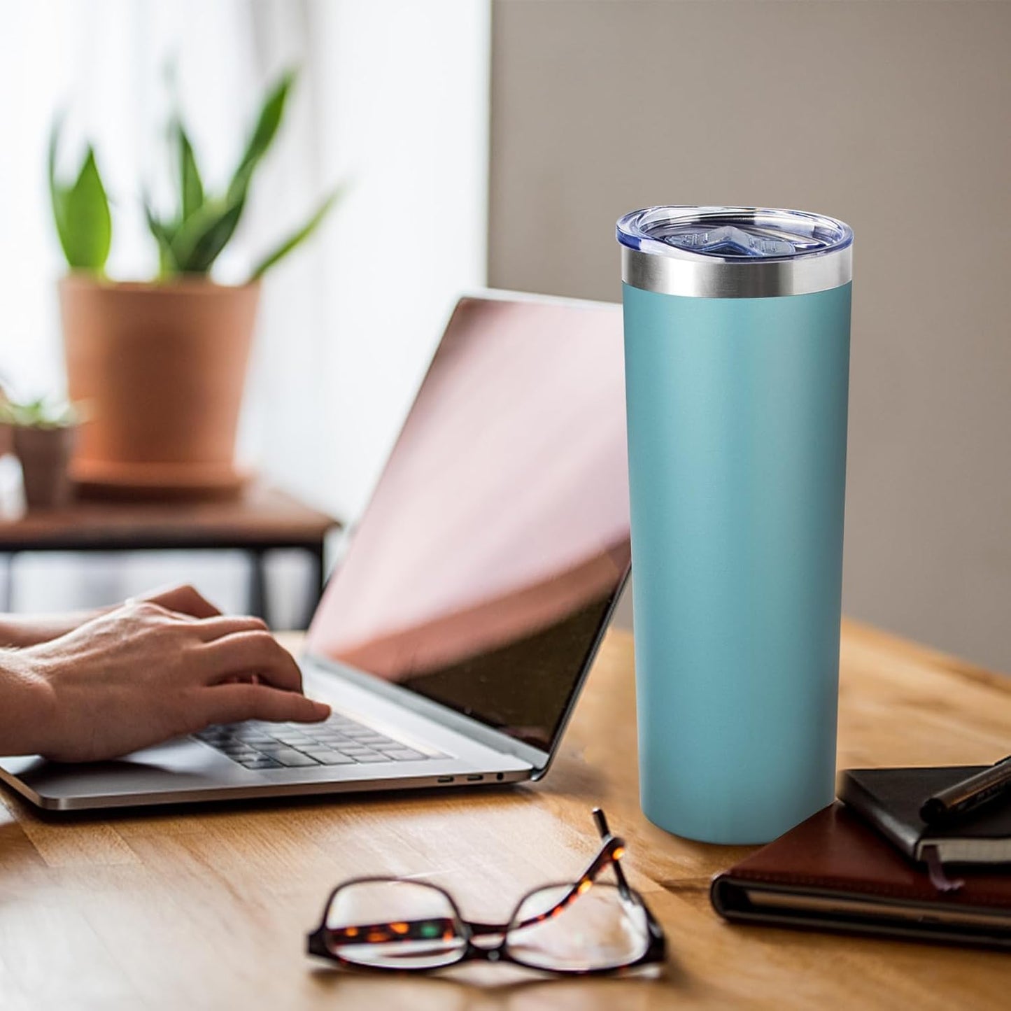 20 oz Skinny Tumblers with Lid and Straw,Stainless Steel Vacuum Insulated Tumbler Cup Double Wall Travel Coffee Mug, Thermal Water Tumbler for Hot and Cold Drinks(Rose Gold,1)