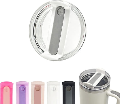 40 OZ Tumbler Lid Replacement Compatible for Stanley Quencher H2.0, 1 Pack BPA Free Clear Lid Replacement for Stanley Cup Accessories(Clear-White)