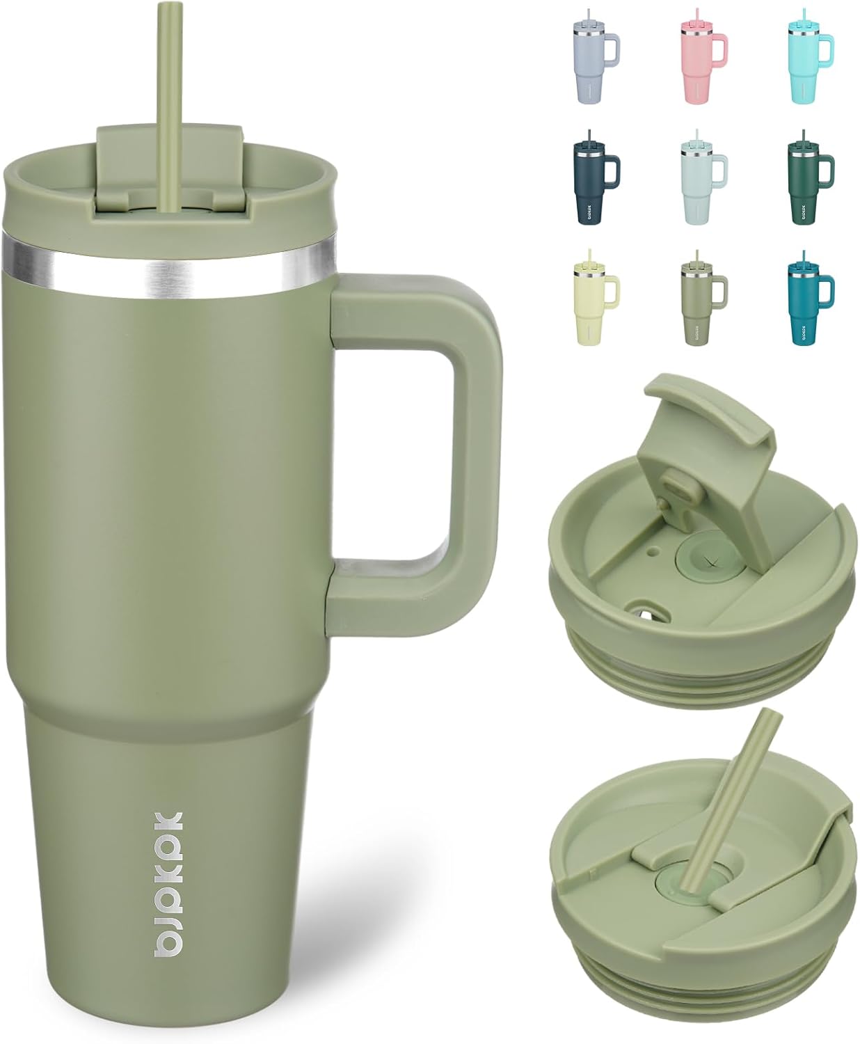 BJPKPK 30oz Stainless Steel Insulated Tumbler With Handle And Lid Straw Travel Coffee Mug Thermal Cup,Black