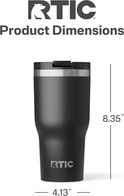 RTIC 20oz Essential Tumbler with Lid, Ceramic Lined, Insulated, Stainless Steel, Metal, Double Wall Vacuum-Insulation, Travel Cup for Iced Coffee, Tea, Hot and Cold Drink, Graphite