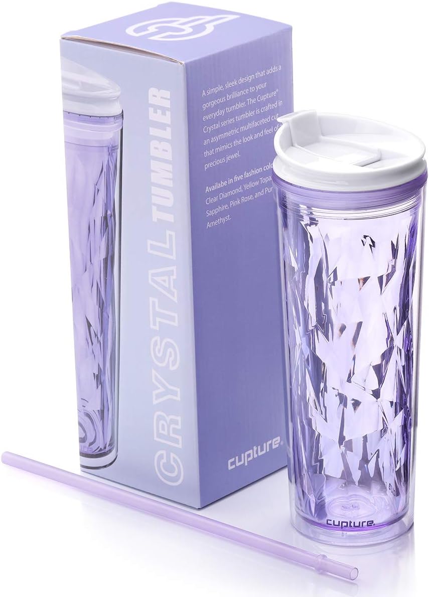 Cupture Crystal Click & Seal Shake Tumbler Cup for Hot or Cold Drinks - 22 oz (Black Diamond)