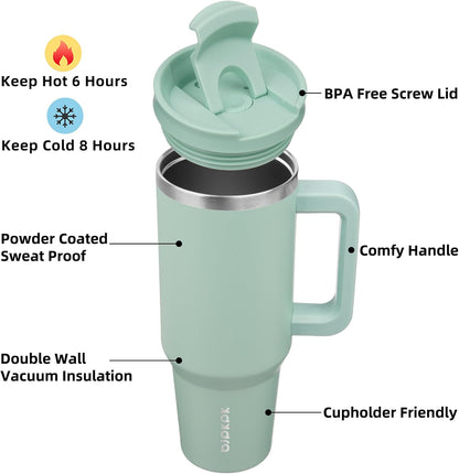 BJPKPK 30oz Stainless Steel Insulated Tumbler With Handle And Lid Straw Travel Coffee Mug Thermal Cup,Black