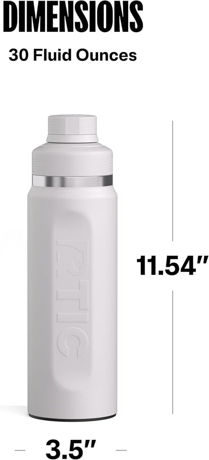 RTIC 24oz Refuel Water Bottle with Workout Protein Shaker, Insulated, Stainless Steel, Metal, Double Wall Vacuum-Insulation, Ceramic Lined, Leak-Proof Chug Lid, Tumbler, Black