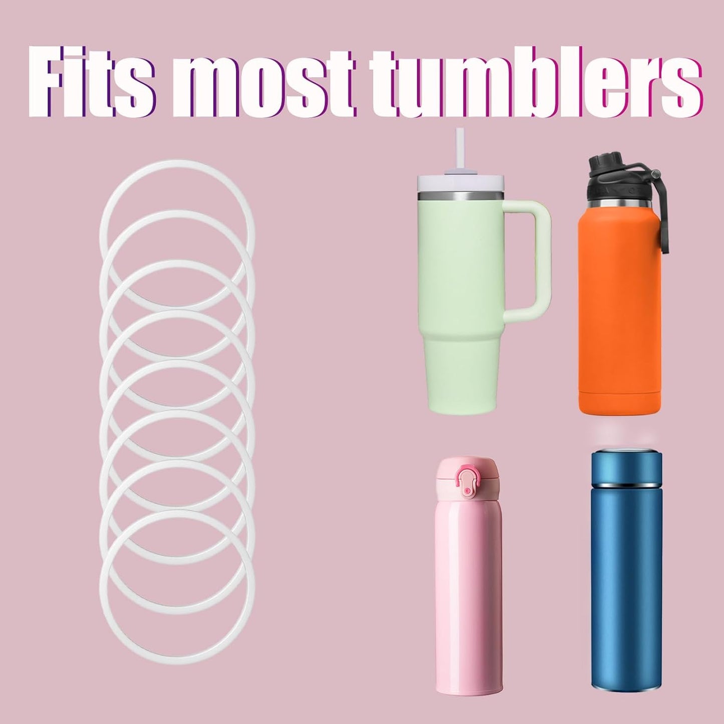 8 Pcs Replacement Gasket for Hydro Flask Wide Mouth Flip Lid Cap, for Hydro Gaskets Seals, Silicone Gasket O Ring for Water Bottle Lid, Rubber Seal Stoppers for Hydroflask Gasket Seal Rings+Tweezer