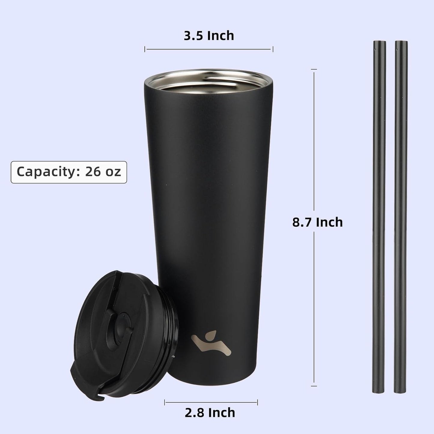 Konokyo 30 OZ Insulated Tumbler with Lid and 2 Straws Stainless Steel Water Bottle Vacuum Travel Mug Coffee Cup,Pastel Sunset