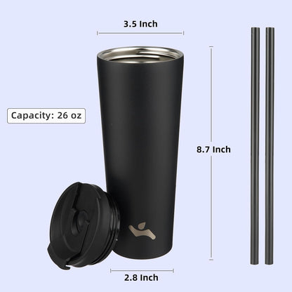 Konokyo 30 OZ Insulated Tumbler with Lid and 2 Straws Stainless Steel Water Bottle Vacuum Travel Mug Coffee Cup,Pastel Sunset