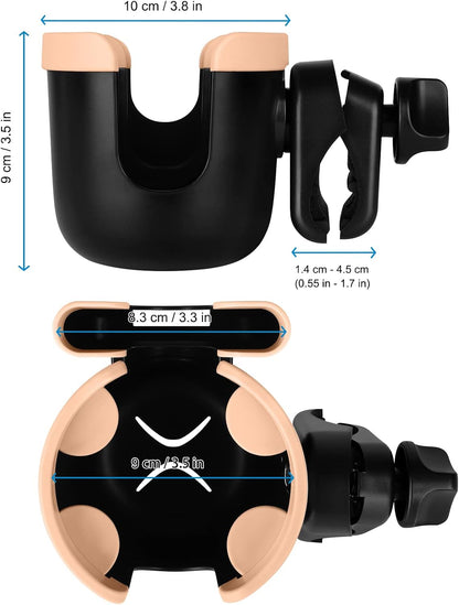 Accmor Stroller Cup Holder with Phone Holder, Bike Cup Holder, Universal Cup Holder for Uppababy Nuna Doona Strollers, 2-in-1 Cup Holder for Walker, Wheelchair, Scooter - Colors B