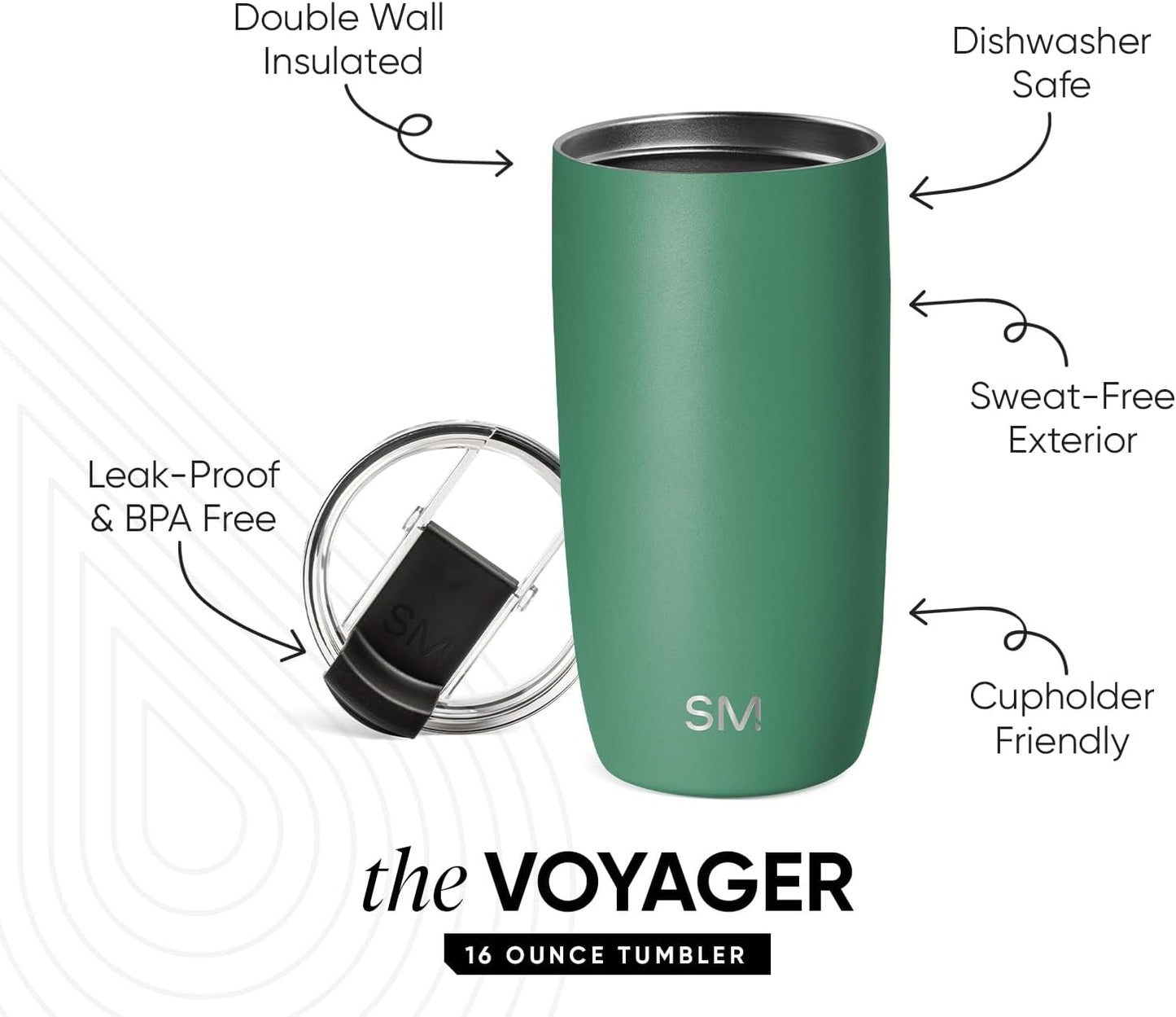 Simple Modern Voyager Tumbler with Flip Lid | Travel Coffee Mug | Insulated Stainless Steel Cold Brew Iced or Hot Coffee Cup | Gifts for Women Men Her Him | 16oz, Almond Birch
