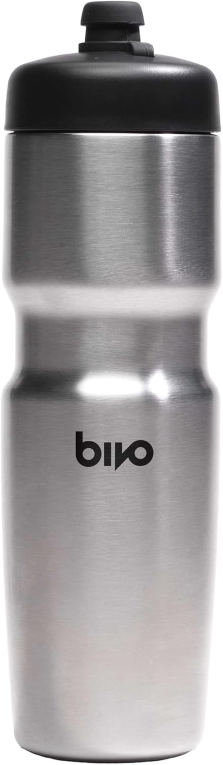 Bivo Trio 21oz Insulated Stainless Steel Bike Water Bottle - for Cycling - Fits Most Cages, Dishwasher Safe - Keeps Drinks Cold 12+ Hours - True Blue