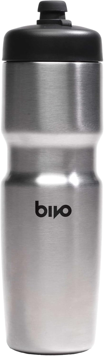 Bivo Trio 21oz Insulated Stainless Steel Bike Water Bottle - for Cycling - Fits Most Cages, Dishwasher Safe - Keeps Drinks Cold 12+ Hours - True Blue