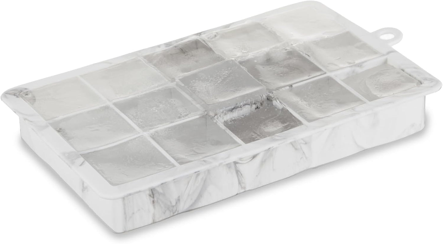 Host Ice Cube Tray, Makes Four 5-Inch Long Cubes, Durable Silicone Trays with Easy Release Design, Perfect for Water Bottles and Highball Glasses, Home Bar Accessories, Set of 1, Marble