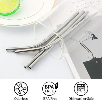 6 Pack Stainless Steel Straw Replacement 40 oz for Stanley Tumbler,3 Straight + 3 Curved Reusable Straws with Cleaning Brush, Compatible for 40oz Stanley Cup Tumbler