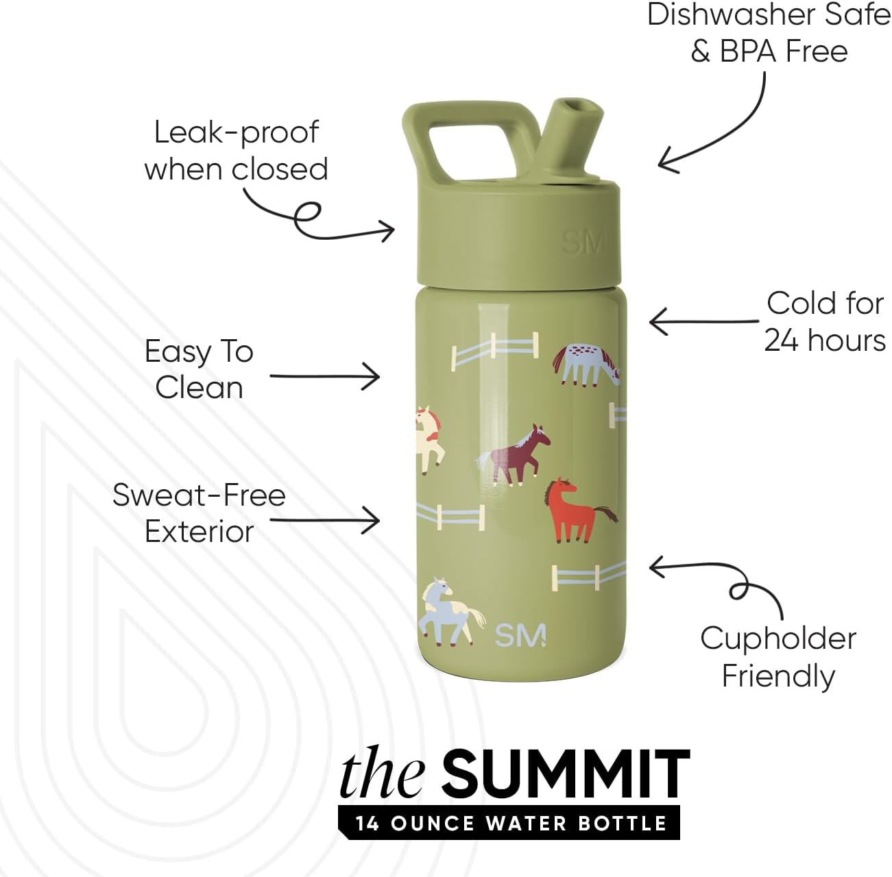 Simple Modern Kids Water Bottle with Straw Lid | 14oz Insulated Stainless Steel Kids Tumbler & Spill Proof Toddler Cup for School, Girls, Boys | Summit | Chloe Floral - Colors A