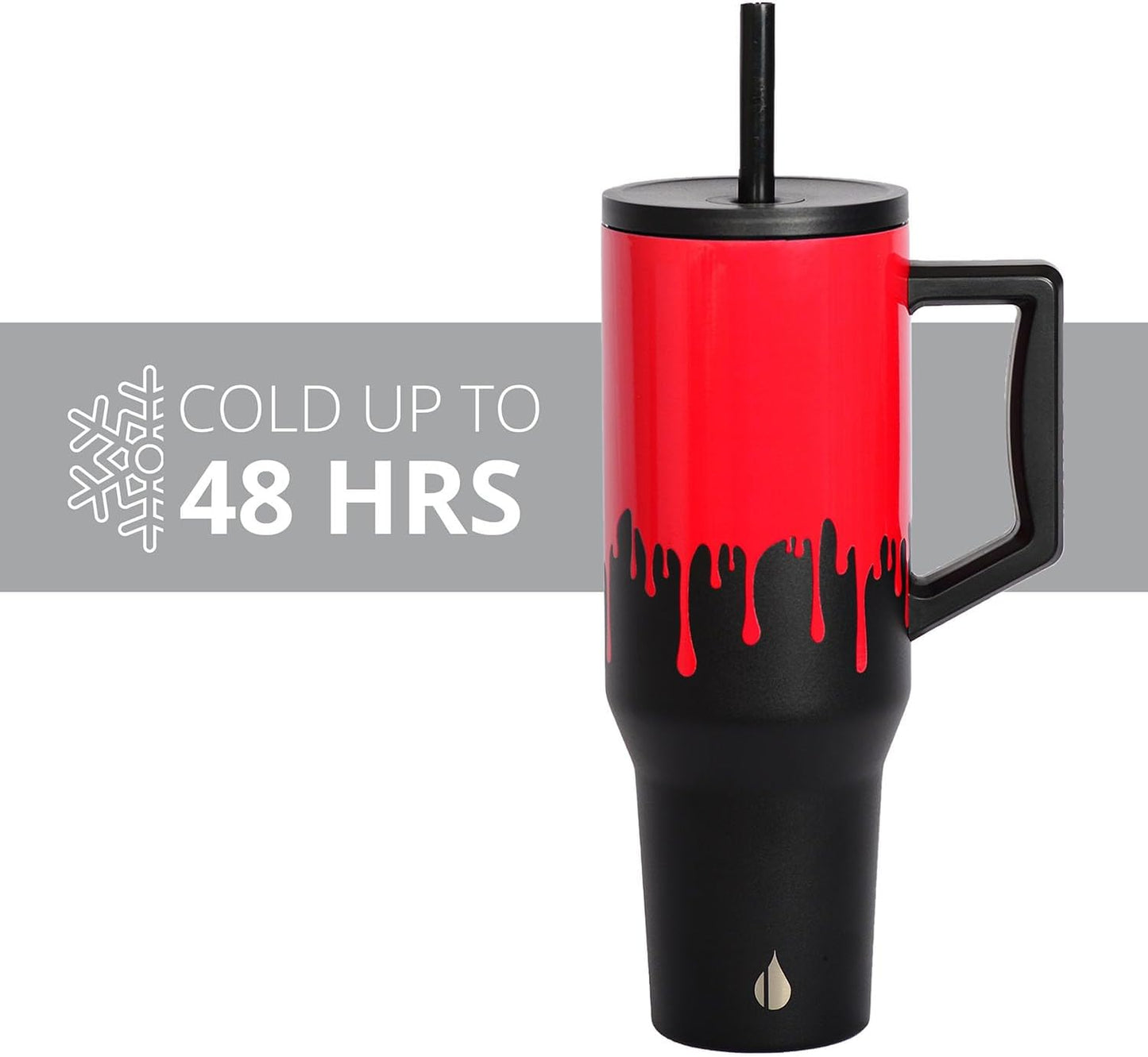 Elemental 32 oz 100% Leak Proof Tumbler with Handle & Straw - Stainless Steel Double Wall Insulated Tumbler for Hot and Cold Beverages - Travel Coffee Mug with Sip & Straw Lid - White - Colors B