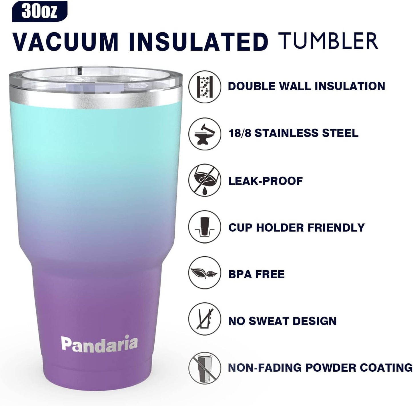 30 oz Travel Coffee Tumbler Cup, Double Wall Stainless Steel Reusable Spill Proof Tumbler with Straw, Leak Proof Insulated Tumbler with Straw for Iced Coffee, Tea & Water (Black)