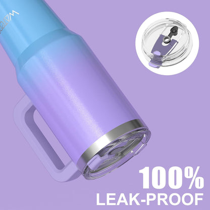 40 oz Tumbler with Handle,Tumbler with Lid and Straw,Double Wall Insulated Cup Stainless Steel Travel Mug(Cold for 34 Hours),Water Bottle for Iced Tea,Coffee,Cold Beverages(Purple)