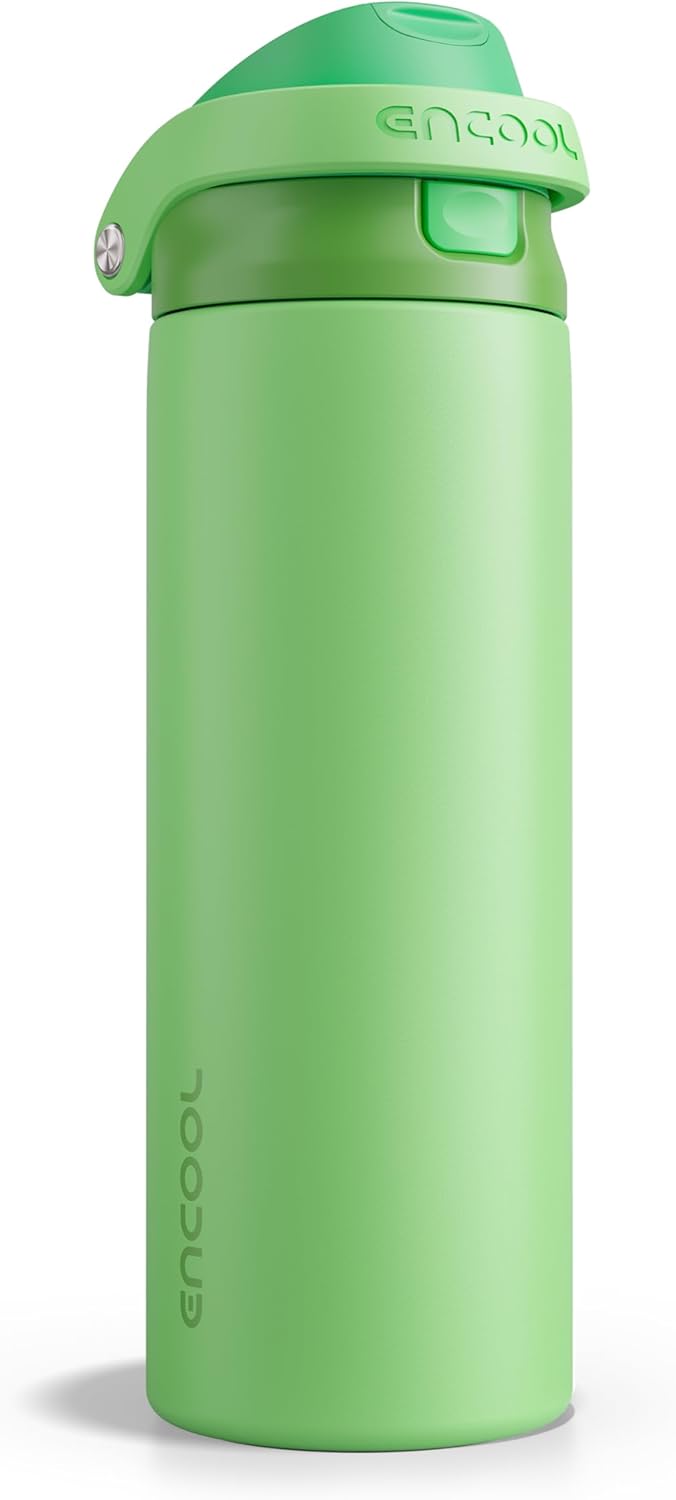 ENCOOL Leakproof Insulated Water Bottle with Straw Dual-Sip Water Bottle Bag-Safe Design for Work, Commute & Gym – Keeps Drinks Cold All Day, 24 oz, Lemonade Pink - Colors A