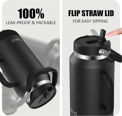 40 oz Insulated Tumbler with Top Handle and Flip Straw, Vacuum Insulated Stainless Steel Cup with Leak-Proof Lid, Sweat-Free, Fits Cup Holder, Keeps Ice Cold up to 30 Hours