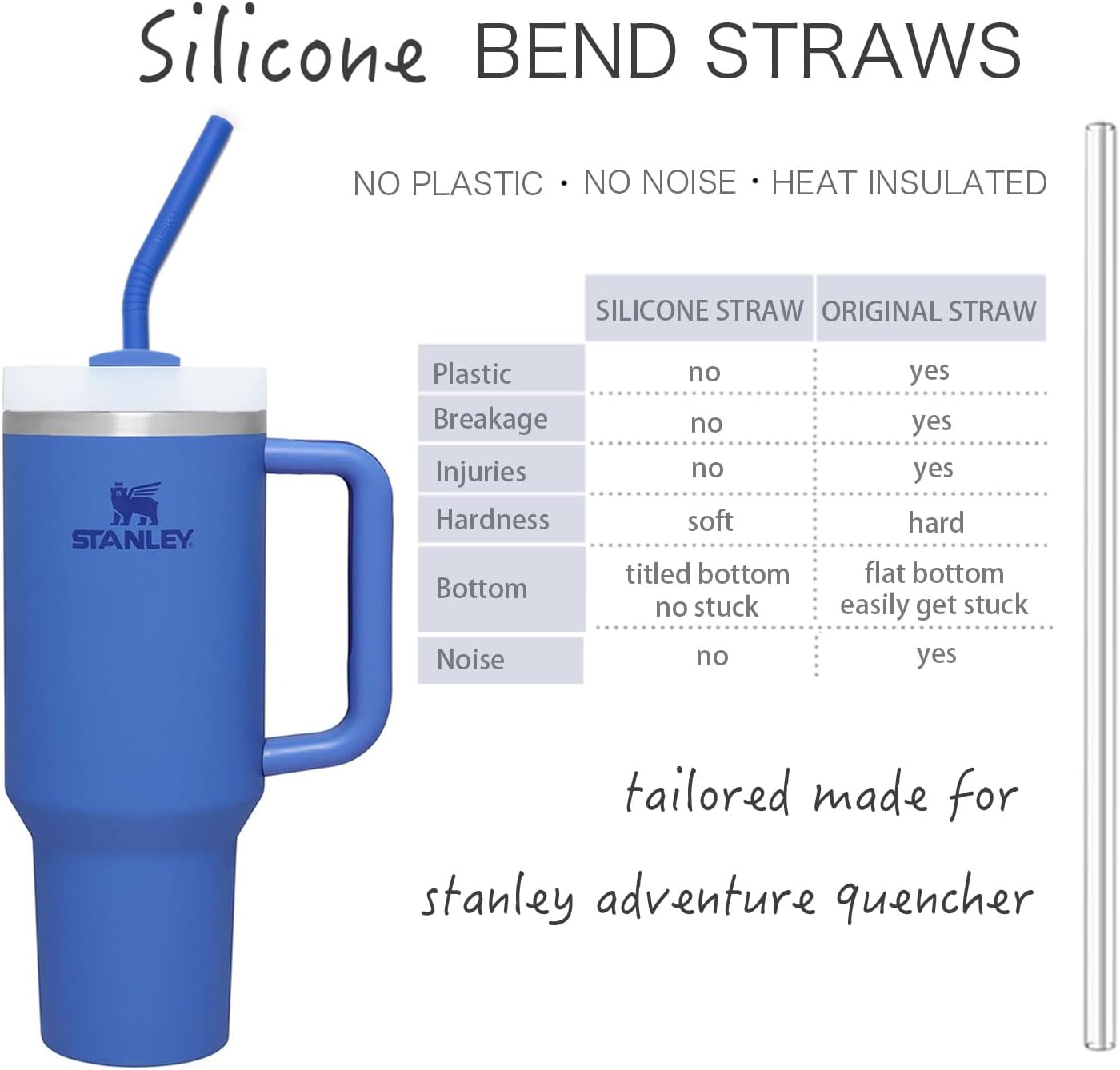 Pastel Color 14” Extra Long Silicone Replacement Straw for 40 oz Stanley Cup, Reusable Flexible Tall Giant Big Drinking Straw for Quencher Tumbler,1Gallon/64 oz Water Bottle,Hydro Jug-6 pack