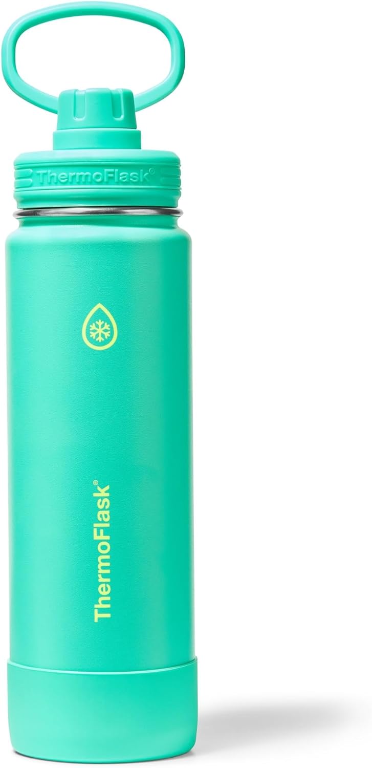 ThermoFlask Insulated Water Bottle with Spout Lid (24 oz, Lemonade Stand) - Leakproof, Stainless Steel Water Bottle for Cold & Hot Drinks, Travel & Daily Hydration