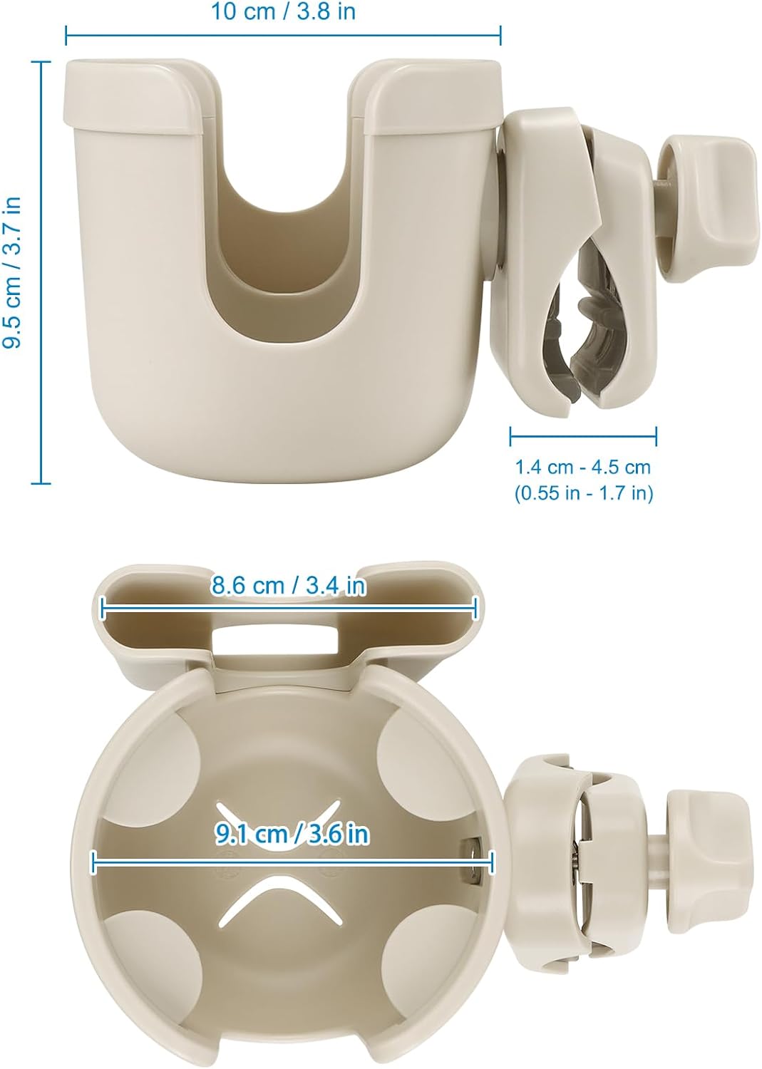 Accmor Stroller Cup Holder with Phone Holder, Bike Cup Holder, Universal Cup Holder for Uppababy Nuna Doona Strollers, 2-in-1 Cup Holder for Walker, Wheelchair, Scooter - Colors B