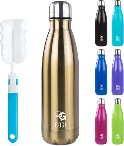BOGI 17oz Insulated Water Bottle Double Wall Vacuum Stainless Steel Water Bottles, Leak Proof Metal Sports Water Bottle Keeps Drink Hot and Cold - Perfect for Outdoor Sports Camping Biking (Purple)