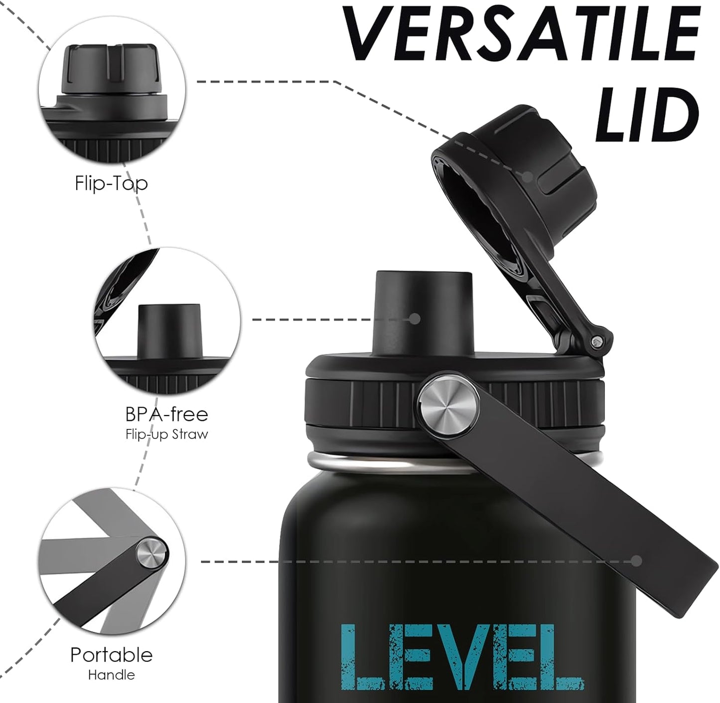 Pickleball Water Bottle 32oz | Insulated Stainless Steel Travel Tumbler with Lid Leak-Proof Keep Hot or Cold, BPA-Free |Dink Responsibly Gifts for Pickleball Lovers