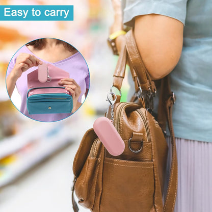2 Set Silicone Straws with Case, Reusable Travel Straw Cruise Ship Essentials, Foldable Portable Straw + Deep Cleaning Brush + Carry Case with Keychain, for Travel & Party Cold or Hot (Pink & Blue)