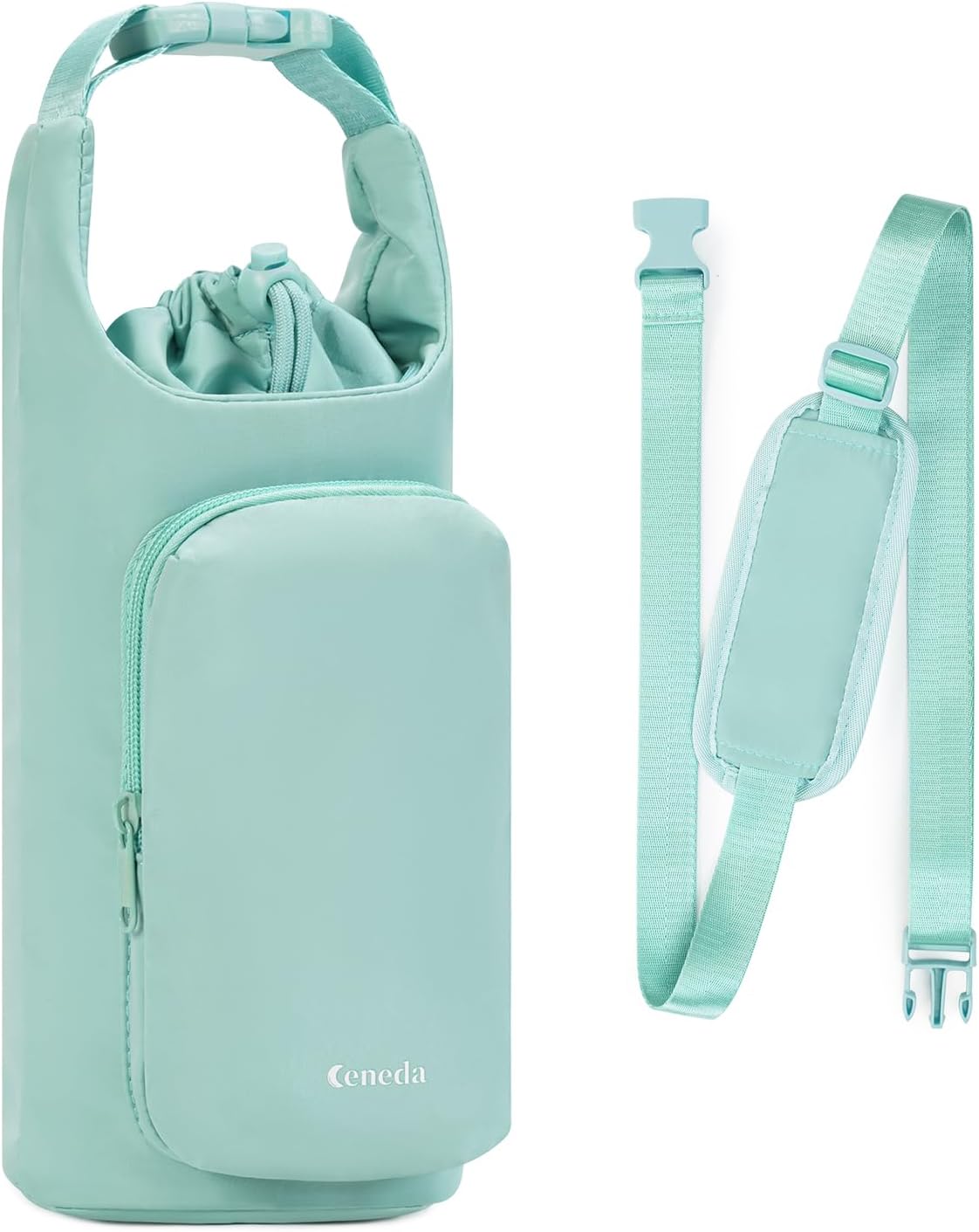 Ceneda Water Bottle Carrier Bag with Phone Pocket 32oz 40oz Tumbler Insulated Water Bottle Holder with Adjustable Shoulder Strap Carrier Sling Bag (Purple)
