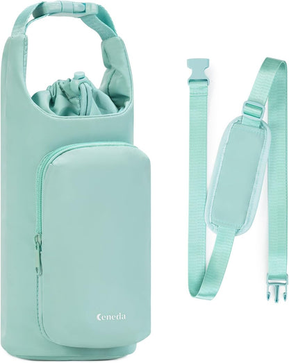 Ceneda Water Bottle Carrier Bag with Phone Pocket 32oz 40oz Tumbler Insulated Water Bottle Holder with Adjustable Shoulder Strap Carrier Sling Bag (Purple)