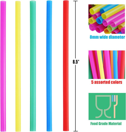 ALINK 100 Extra Large Plastic Bubble Tea Smoothie Straws, 1/2" Wide X 8 1/2" Long Jumbo Boba Straws for Milkshakes, Milk Tea, Slush, Juice, Party