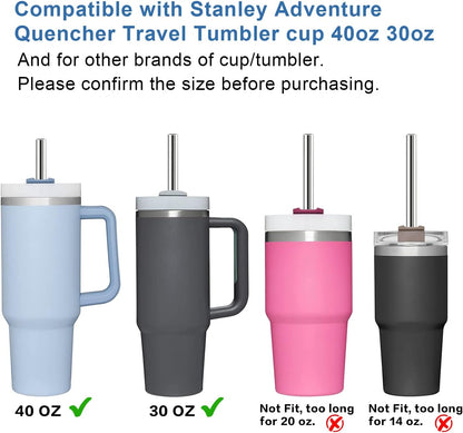 Replacement Straw Compatible with Stanley 40 oz 30 oz Cup Tumbler, 6 Pack Reusable Straw with Cleaning Brush, Plastic, Clear