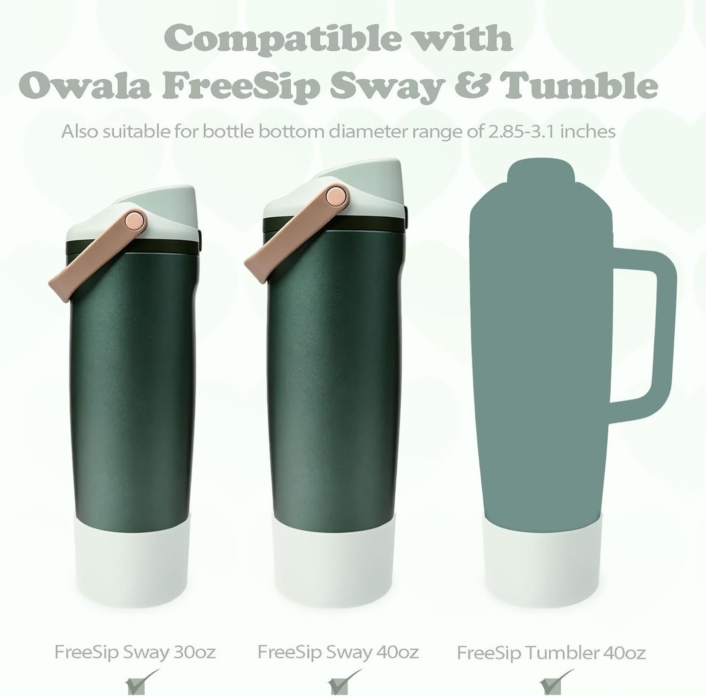 2PCS Silicone Boots for Owala 30oz & 40oz FreeSip Sway Bottles & Tumblers – Non-Slip, Scratch-Resistant, Stability Enhancer for Owala Accessories (Eucalyptus Green) - Colors A